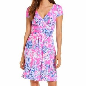 Lilly Pulitzer NWT Winslow Pink Tropics Sun Drenched V-neckline Dress